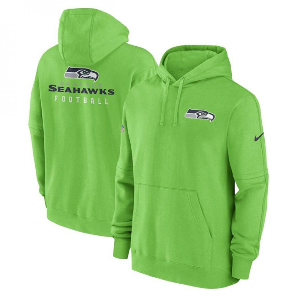 Men's Seattle Seahawks Green Sideline Club Fleece Pullover Hoodie 