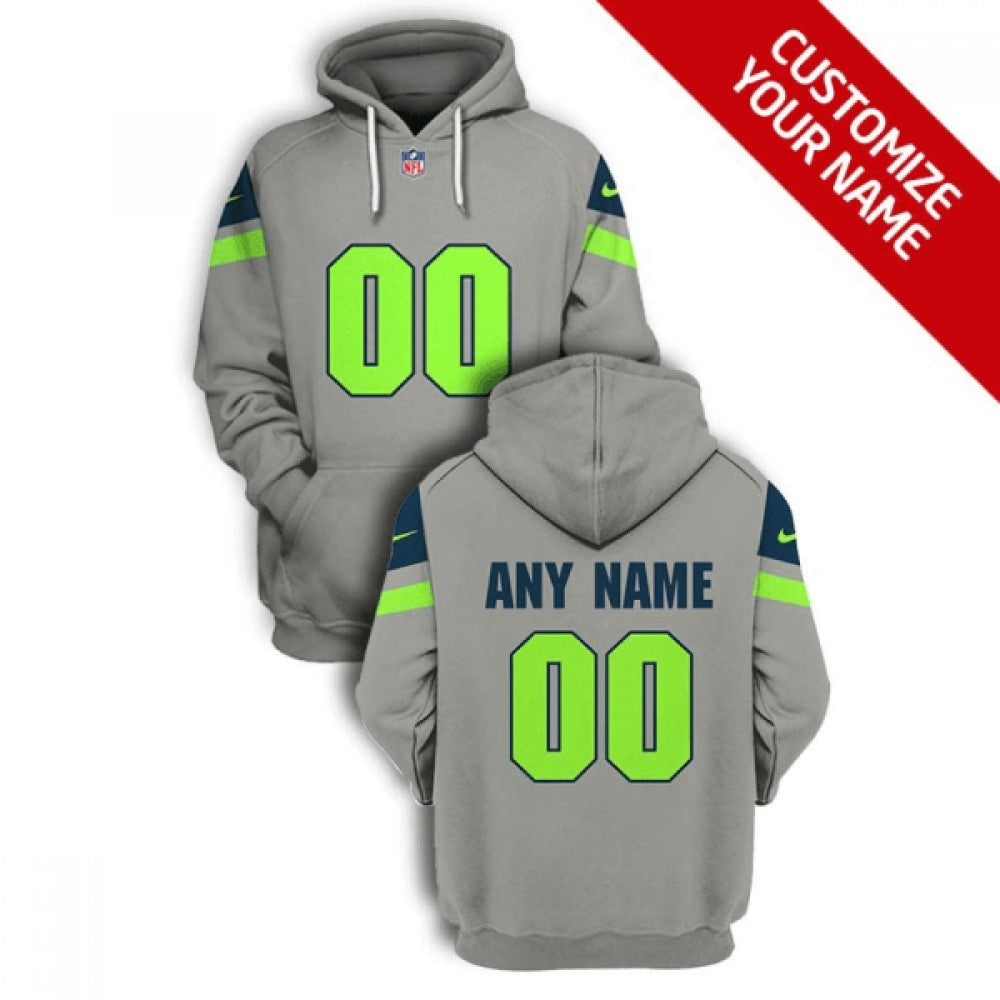 Men's Seattle Seahawks Active Player Custom 2021 Grey Pullover Hoodie 