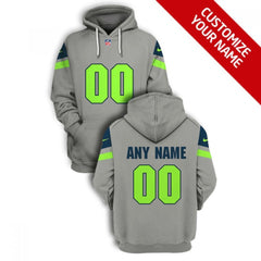 Men's Seattle Seahawks Active Player Custom 2021 Grey Pullover Hoodie 