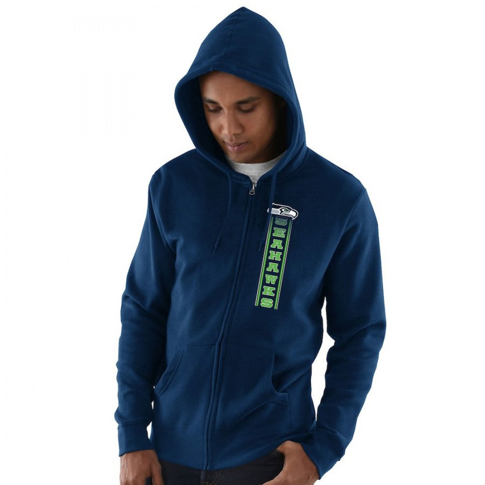 Men's Seattle Seahawks College Navy Hook and Ladder Full-Zip NFL Hoodie 