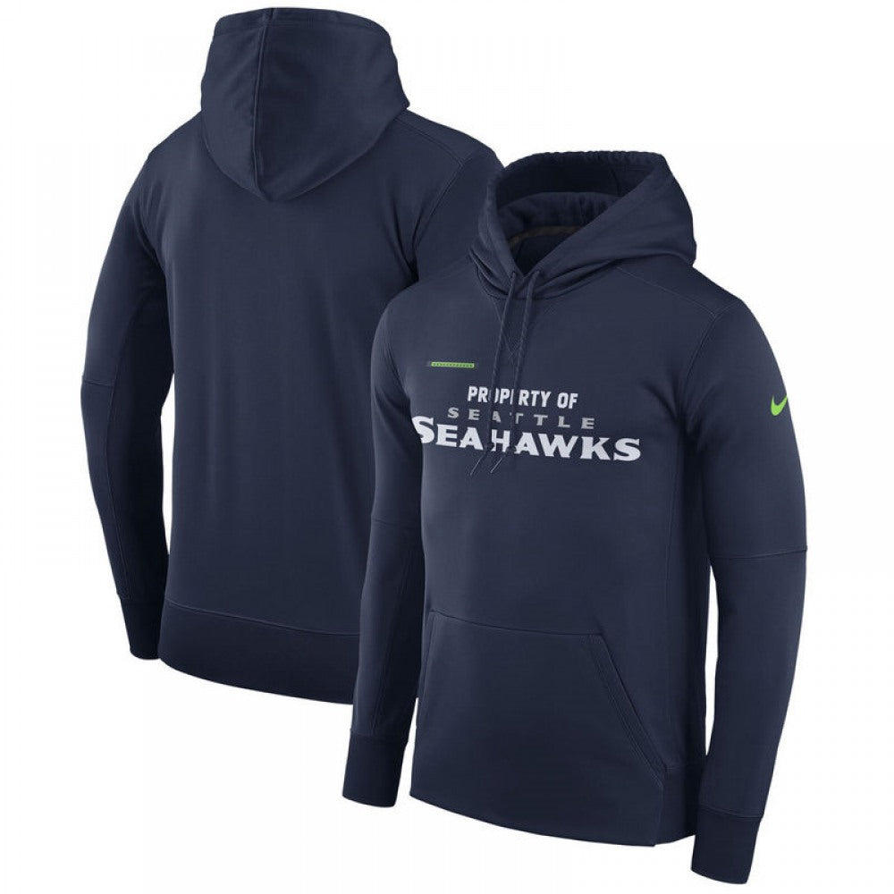 Men's Seattle Seahawks Navy Sideline Property Of Performance Pullover Hoodie 