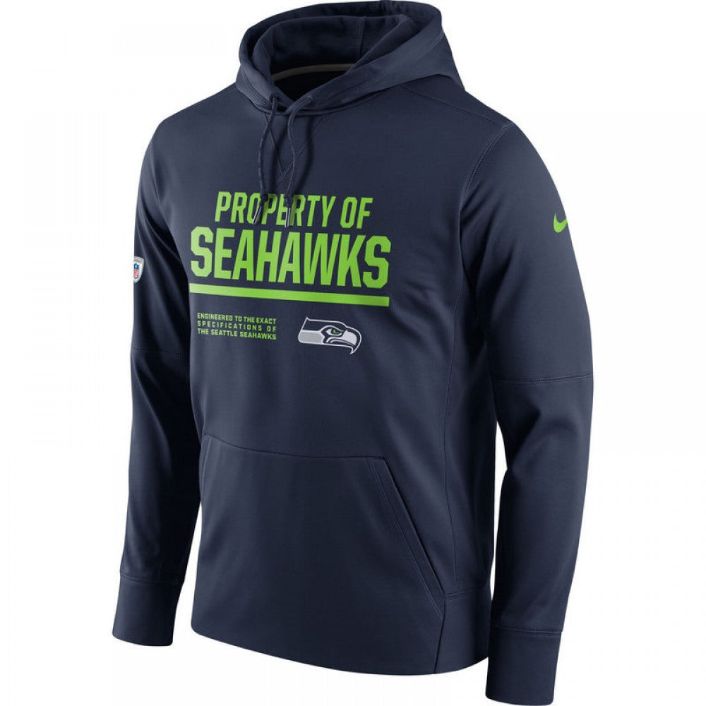 Men's Seattle Seahawks College Navy Circuit Property Of Performance Pullover Hoodie 