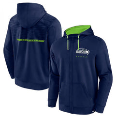 Men's Seattle Seahawks Navy Defender Evo Full-Zip Hoodie 
