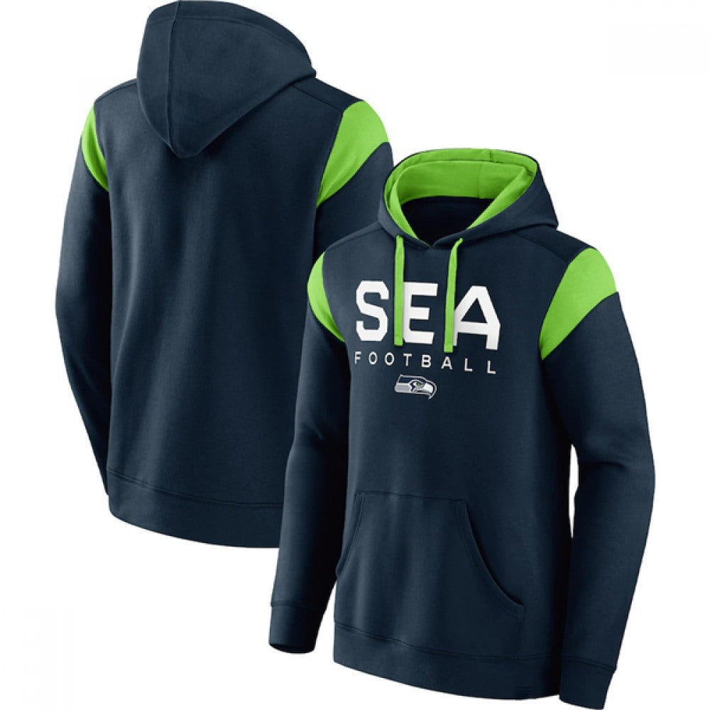 Men's Seattle Seahawks Navy Call The Shot Pullover Hoodie 