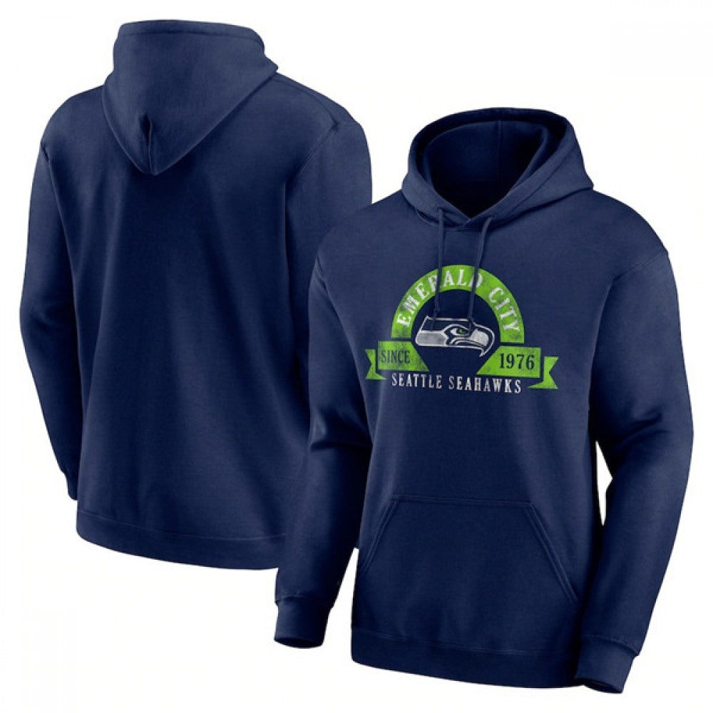 Men's Seattle Seahawks Navy Pullover Hoodie 