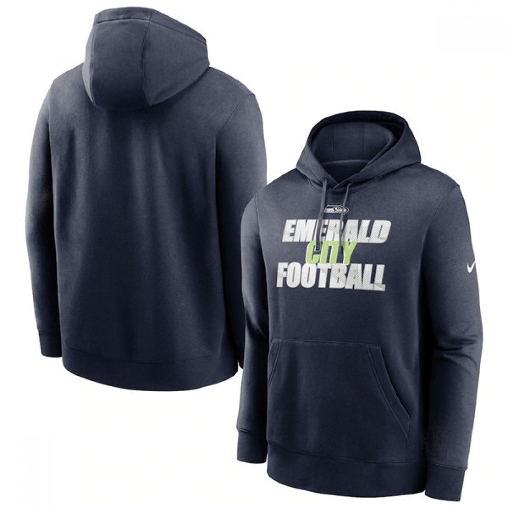 Men's Seattle Seahawks College Navy Fan Gear Local Club Pullover Hoodie 