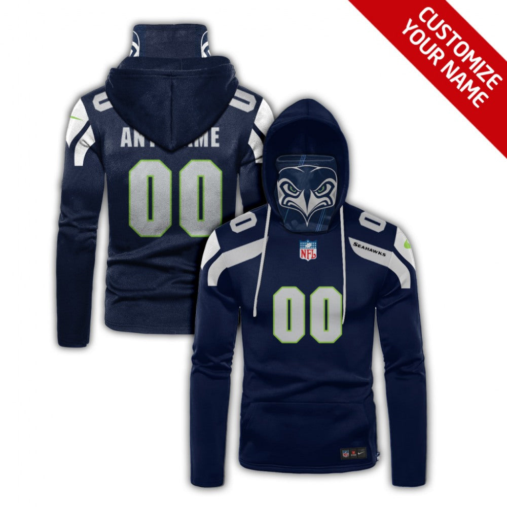 Men's Seattle Seahawks 2020 Navy Customize Hoodie Mask 