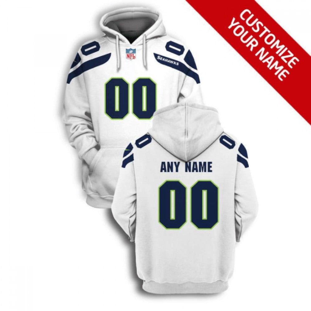 Men's Seattle Seahawks Active Player Custom 2021 White Pullover Hoodie 