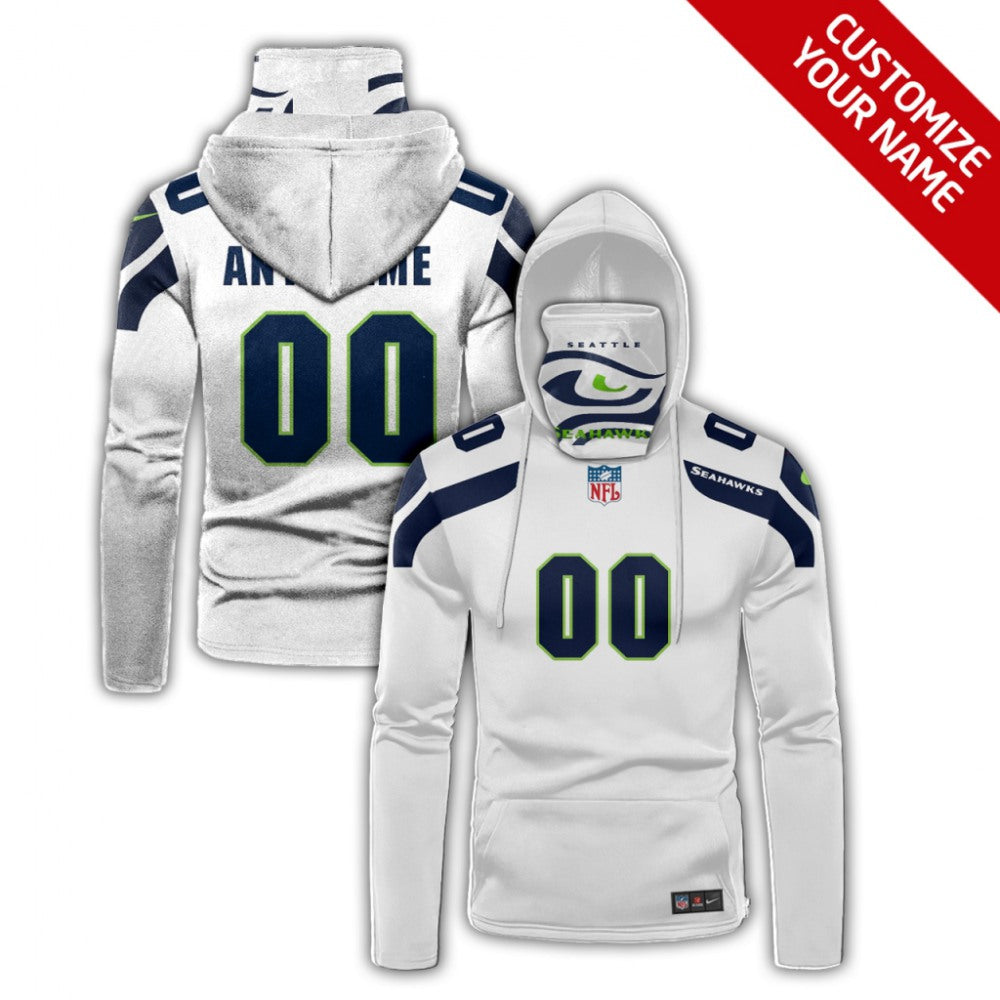 Men's Seattle Seahawks 2020 White Customize Hoodie Mask 