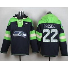 Seahawks #22 C. J. Prosise Navy Blue Player Pullover NFL Hoodie 