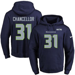 Seahawks #31 Kam Chancellor Navy Blue Name & Number Pullover NFL Hoodie 