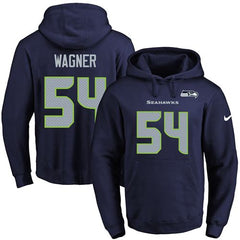 Seahawks #54 Bobby Wagner Navy Blue Name & Number Pullover NFL Hoodie 