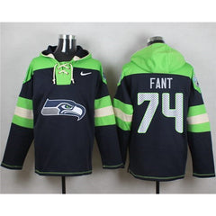 Seahawks #74 George Fant Navy Blue Player Pullover NFL Hoodie 