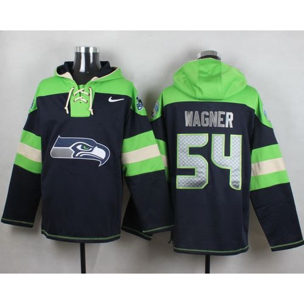 Seahawks #54 Bobby Wagner Steel Blue Player Pullover NFL Hoodie 