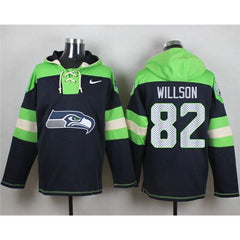 Seahawks #82 Luke Willson Steel Blue Player Pullover NFL Hoodie 
