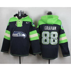 Seahawks #88 Jimmy Graham Steel Blue Player Pullover NFL Hoodie 
