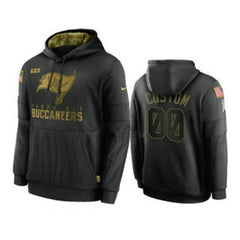 Men's Tampa Bay Buccaneers Customized 2020 Black Salute To Service Sideline Performance Pullover Hoodie 