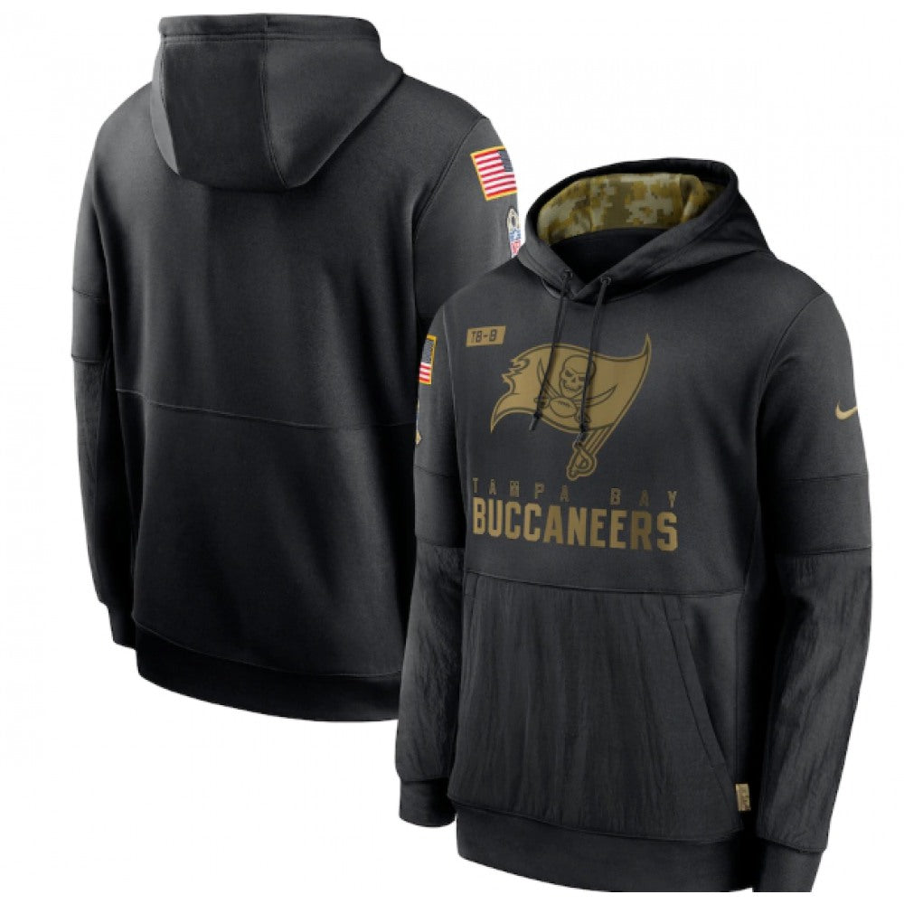 Men's Tampa Bay Buccaneers 2020 Black Salute to Service Sideline Performance Pullover Hoodie 