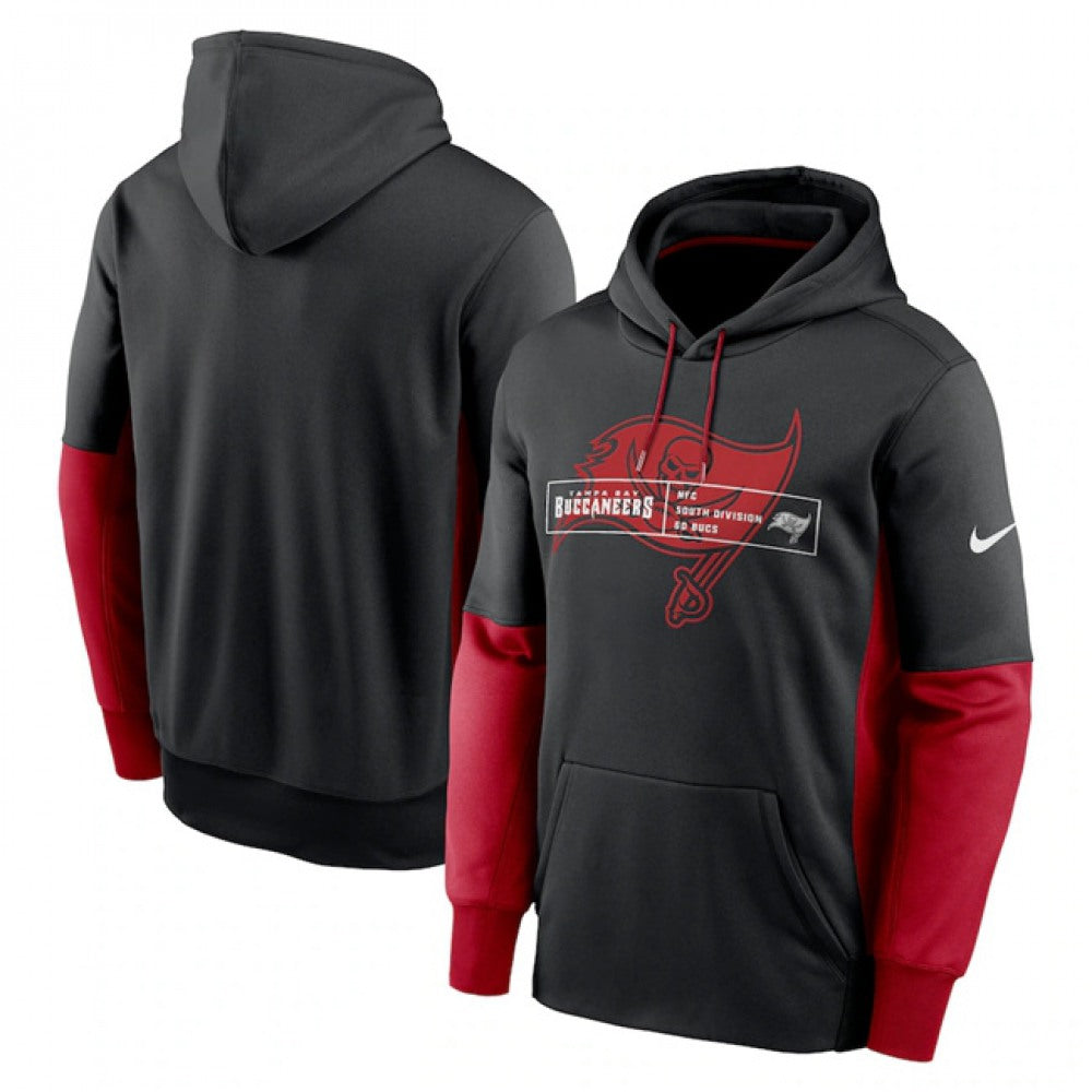 Men's Tampa Bay Buccaneers Black Color Block Fleece Performance Pullover Hoodie 