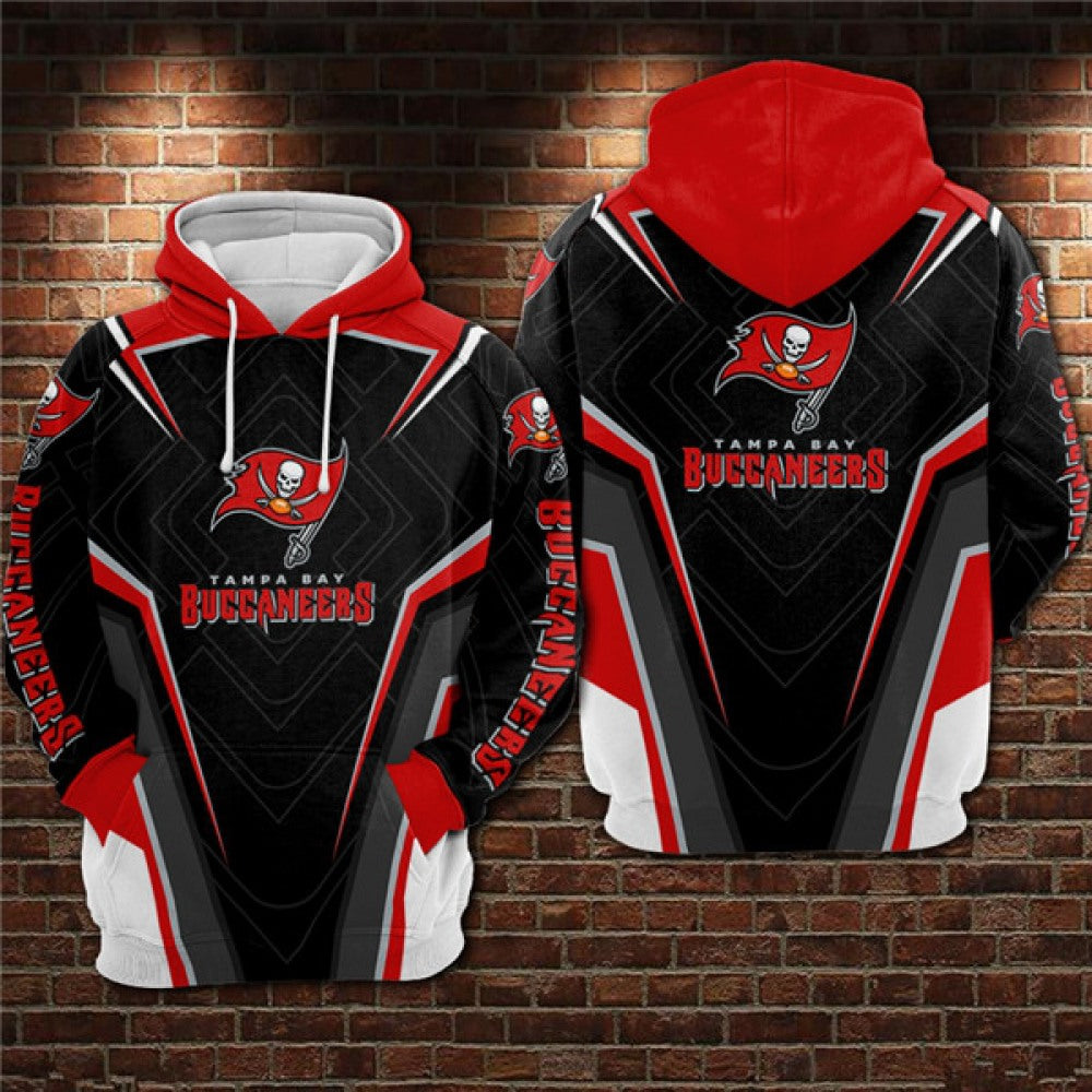 Men's Tampa Bay Buccaneers Black/Red 3D All Over Print Pullover Hoodie 