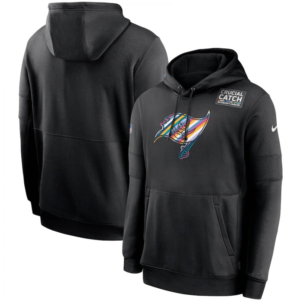 Men's Tampa Bay Buccaneers 2020 Black Crucial Catch Sideline Performance Pullover Hoodie 