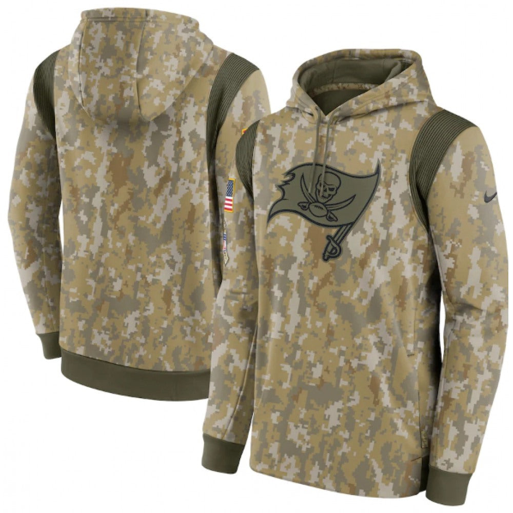 Men's Tampa Bay Buccaneers Camo 2021 Salute To Service Therma Performance Pullover Hoodie 