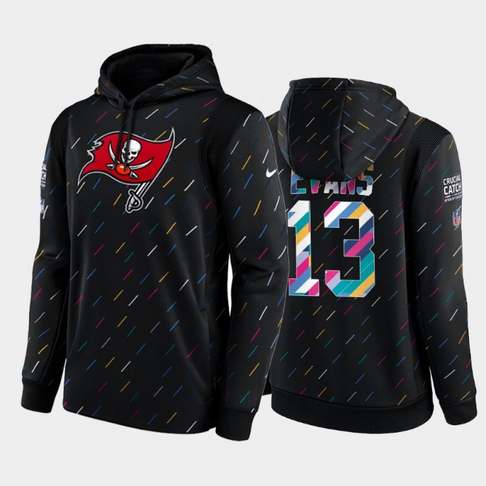Men's Tampa Bay Buccaneers #13 Mike Evans 2021 Charcoal Crucial Catch Therma Pullover Hoodie 