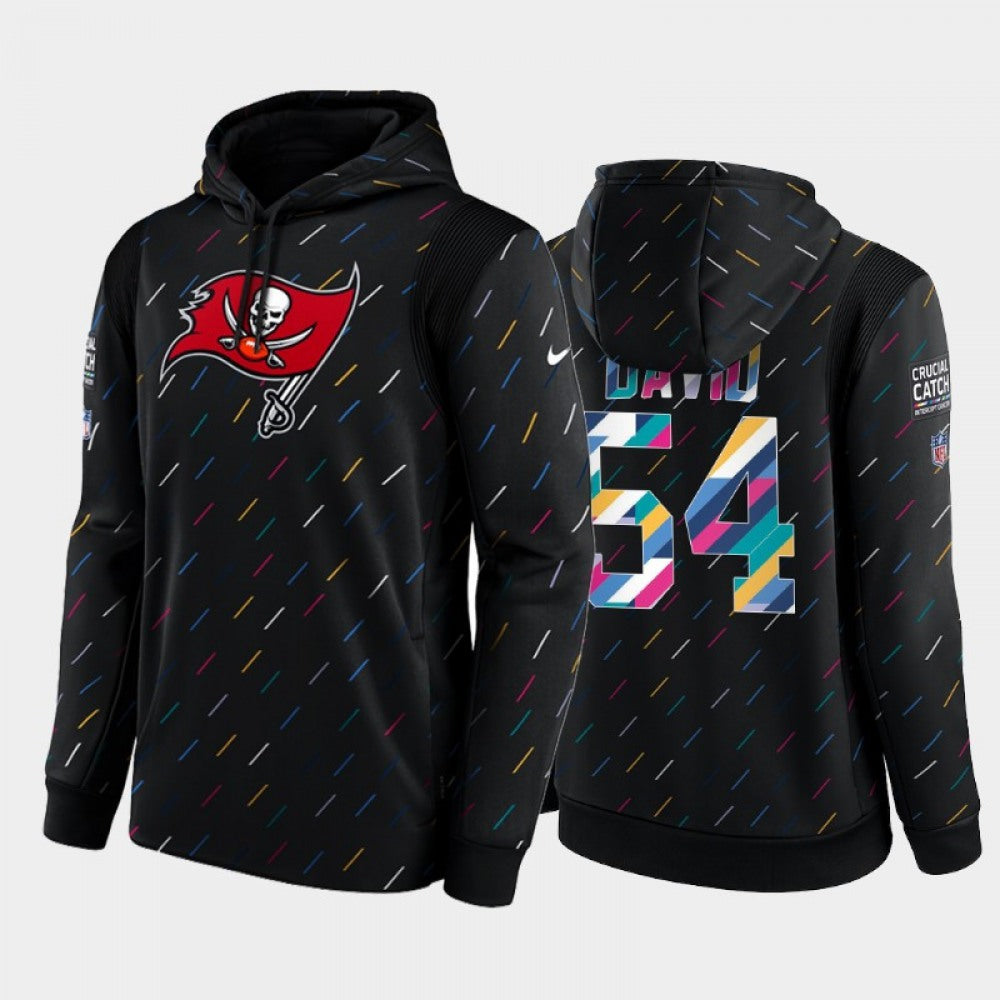 Men's Tampa Bay Buccaneers #54 Lavonte David 2021 Charcoal Crucial Catch Therma Pullover Hoodie 