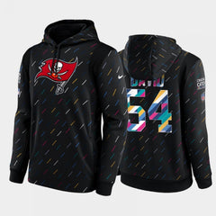 Men's Tampa Bay Buccaneers #54 Lavonte David 2021 Charcoal Crucial Catch Therma Pullover Hoodie 