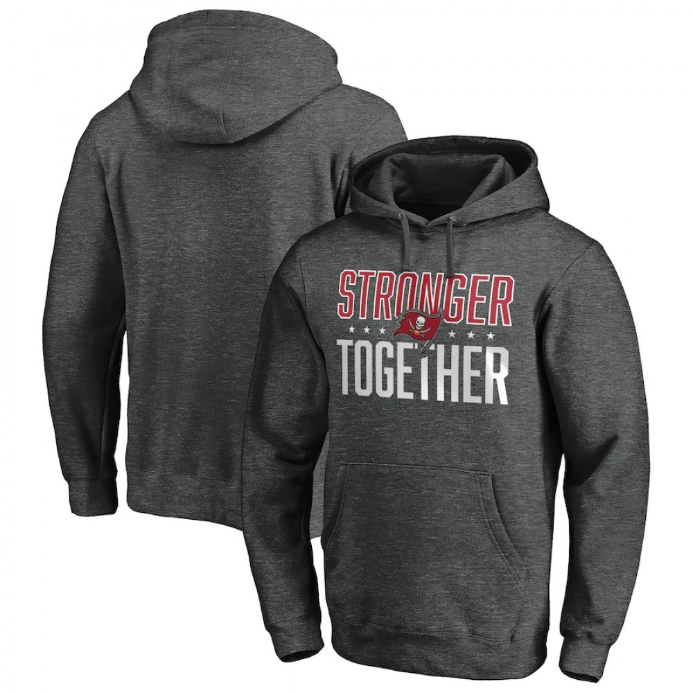 Men's Tampa Bay Buccaneers Heather Charcoal Stronger Together Pullover Hoodie 