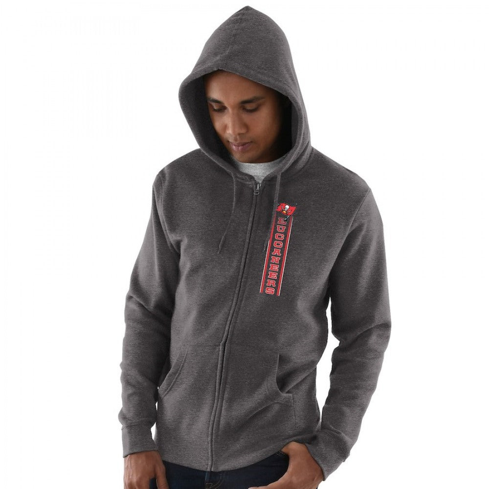 Men's Tampa Bay Buccaneers Heathered Charcoal Hook and Ladder Full-Zip NFL Hoodie 