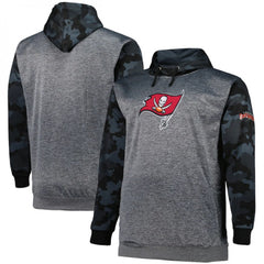 Men's Tampa Bay Buccaneers Heather Charcoal Big & Tall Camo Pullover Hoodie 