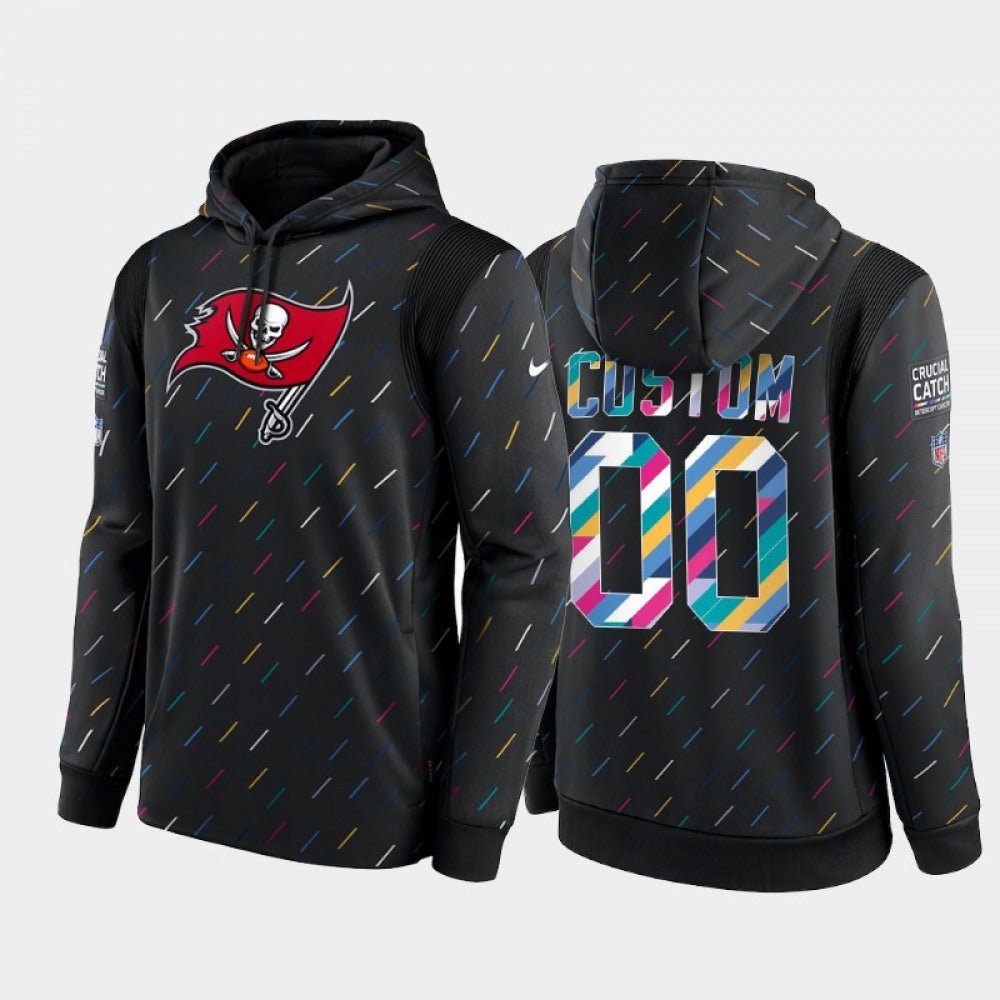 Men's Tampa Bay Buccaneers Active Player Custom 2021 Charcoal Crucial Catch Therma Pullover Hoodie 