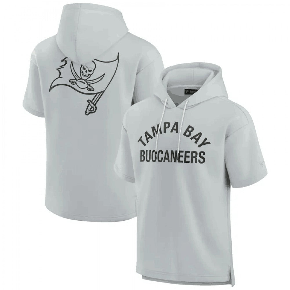 Men's Tampa Bay Buccaneers Gray Super Soft Fleece Short Sleeve Hoodie 
