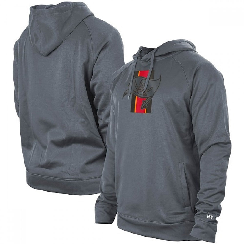 Men's Tampa Bay Buccaneers Gray New Era Training Camp Raglan Pullover Hoodie 