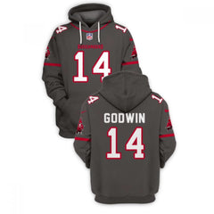 Men's Tampa Bay Buccaneers #14 Chris Godwin 2021 Grey Pullover Hoodie 