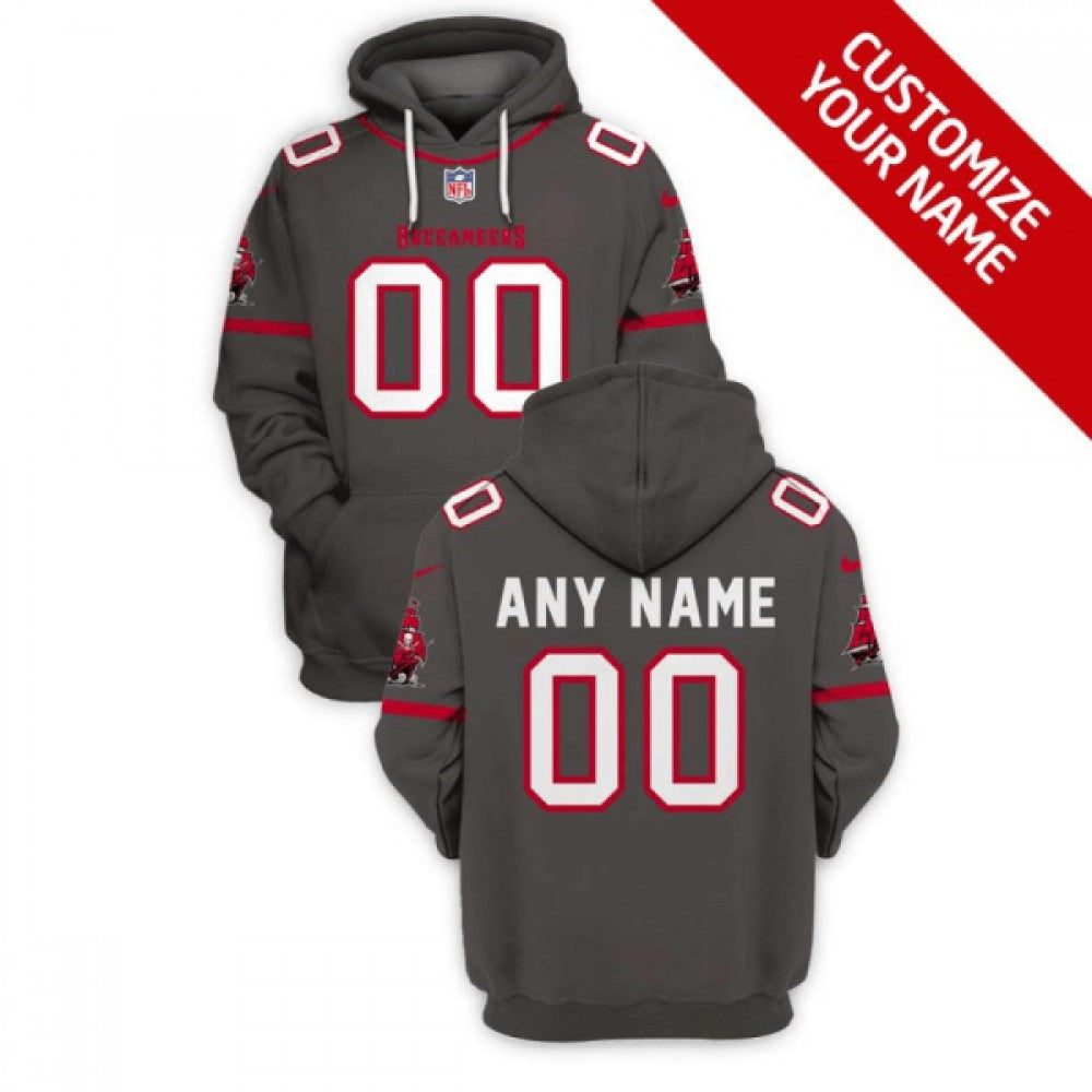 Men's Tampa Bay Buccaneers Active Player Custom 2021 Grey Pullover Hoodie 