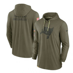 Men's Tampa Bay Buccaneers 2022 Olive Salute to Service Tonal Pullover Hoodie 