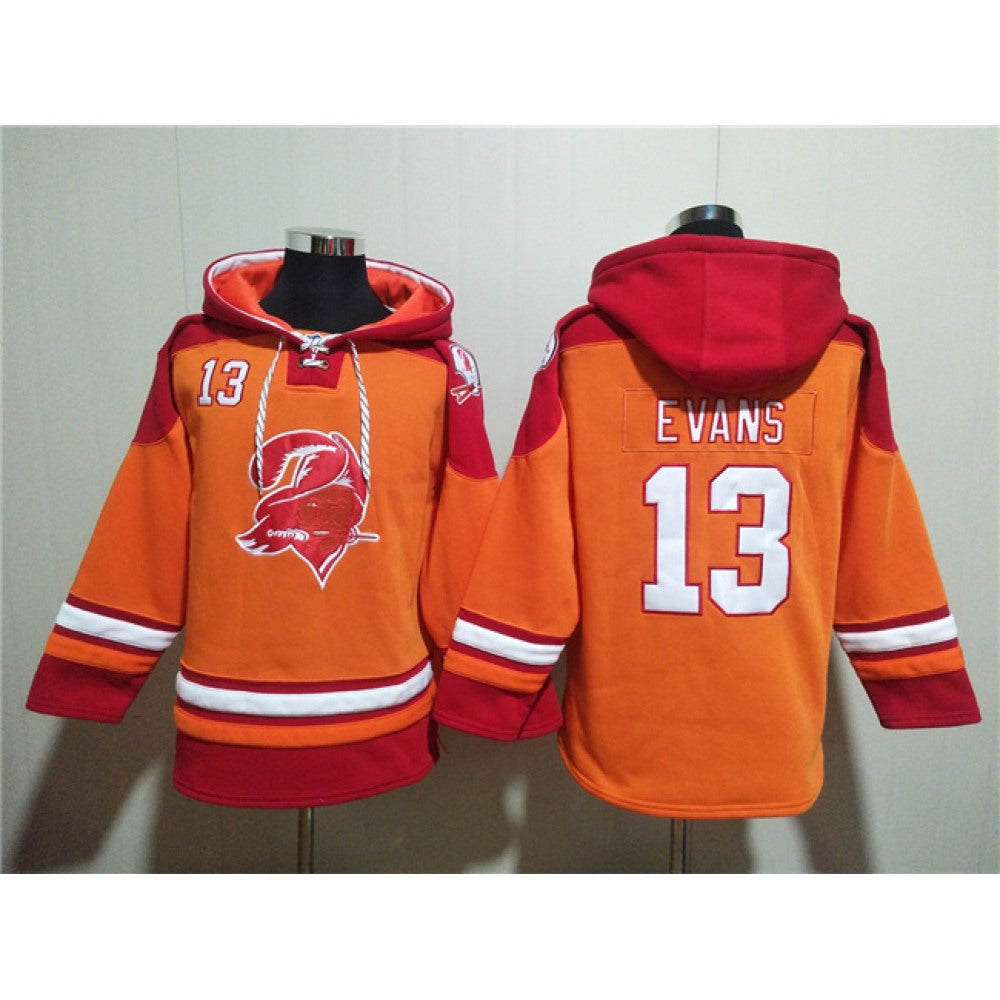 Men's Tampa Bay Buccaneers #13 Mike Evans Orange/Red Ageless Must-Have Lace-Up Pullover Hoodie 