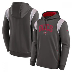 Men's Tampa Bay Buccaneers Pewter Sideline Stack Performance Pullover Hoodie 002 