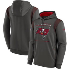 Men's Tampa Bay Buccaneers 2021 Pewter Sideline Logo Performance Pullover Hoodie 