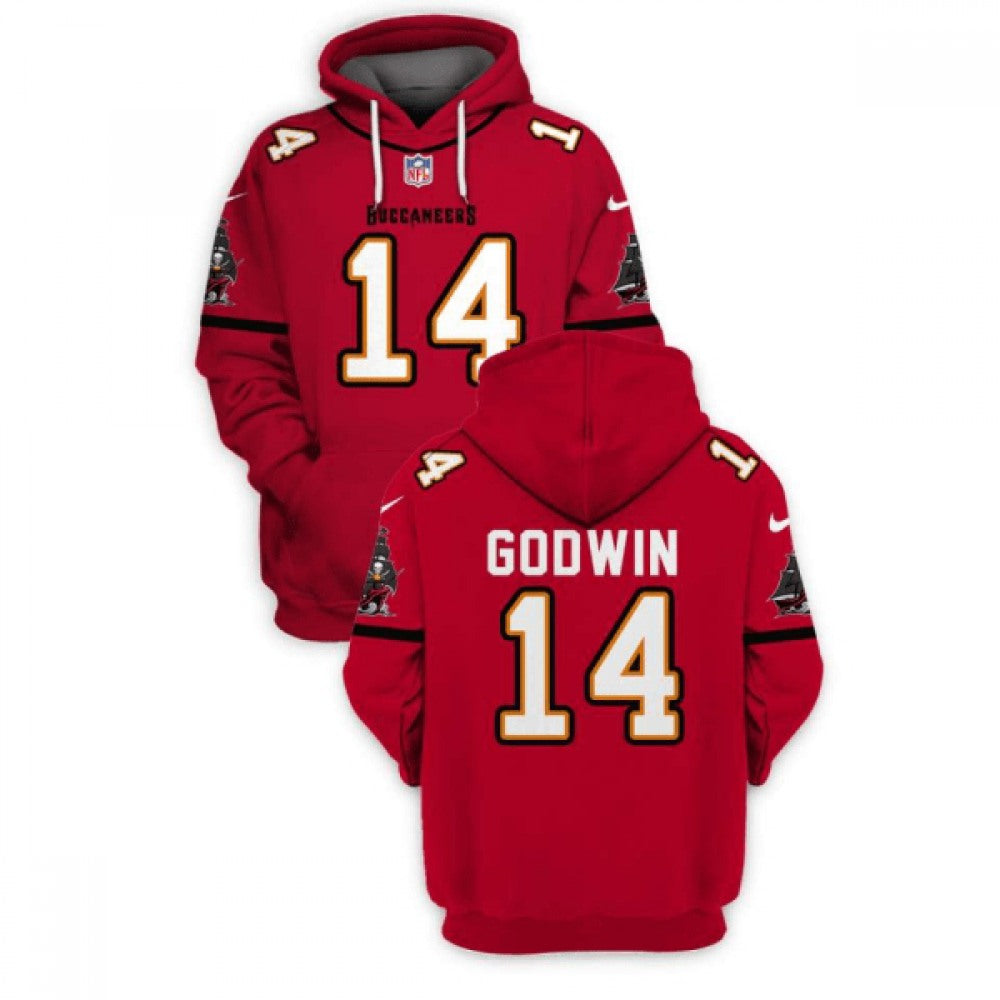 Men's Tampa Bay Buccaneers #14 Chris Godwin 2021 Red Pullover Hoodie 