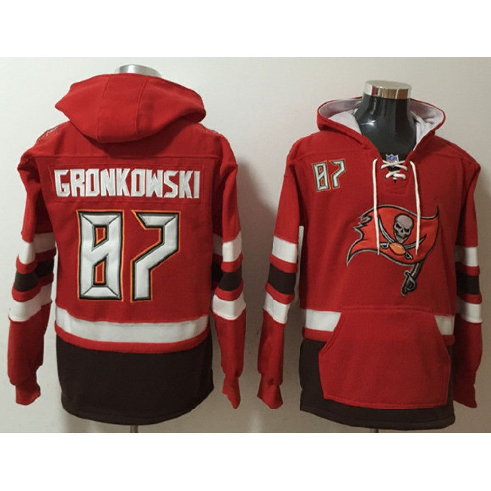Men's Tampa Bay Buccaneers #87 Rob Gronkowski Red Ageless Must-Have Lace-Up Pullover Hoodie 
