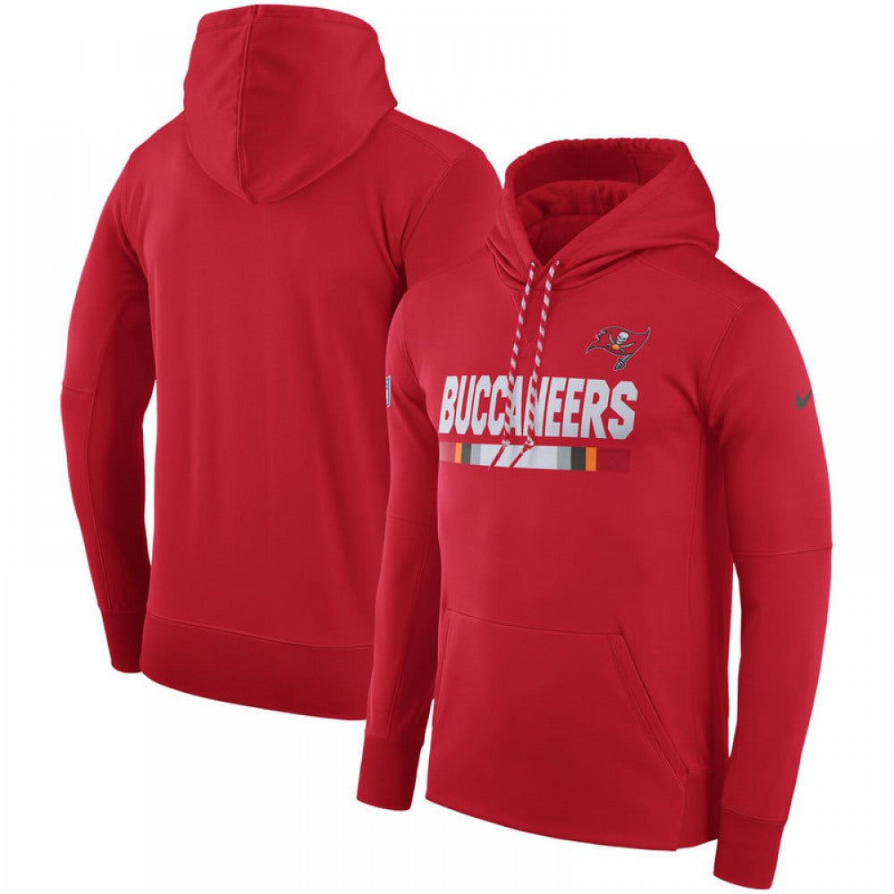 Men's Tampa Bay Buccaneers Red Sideline Team Name Performance Pullover Hoodie 