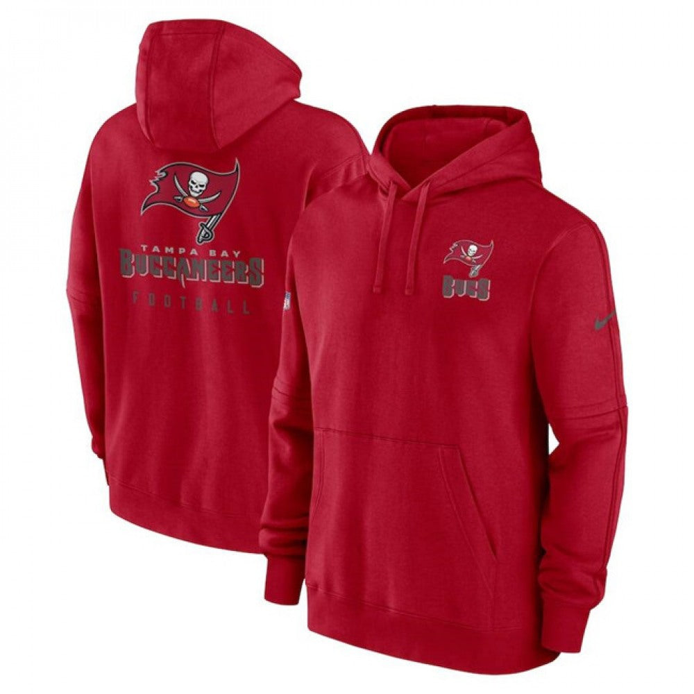 Men's Tampa Bay Buccaneers Red Sideline Club Fleece Pullover Hoodie 
