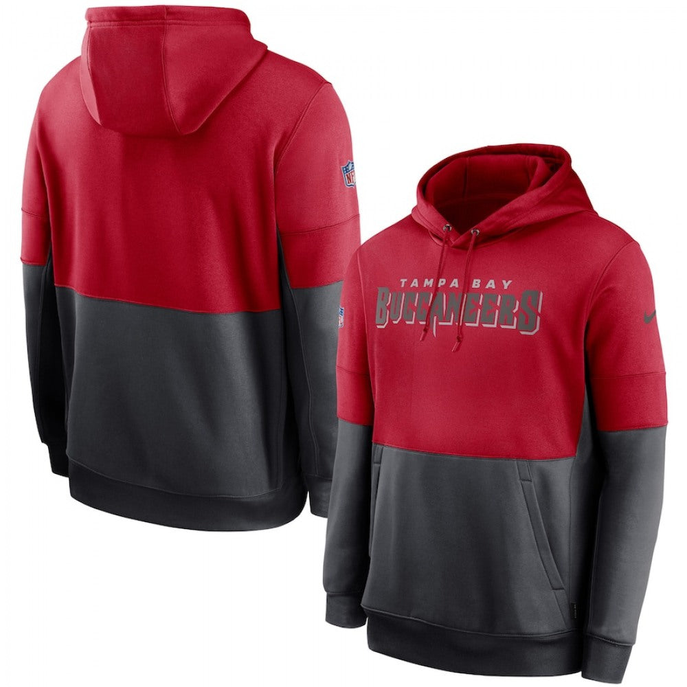 Men's Tampa Bay Buccaneers Red/Pewter Sideline Impact Lockup Performance Pullover Hoodie 