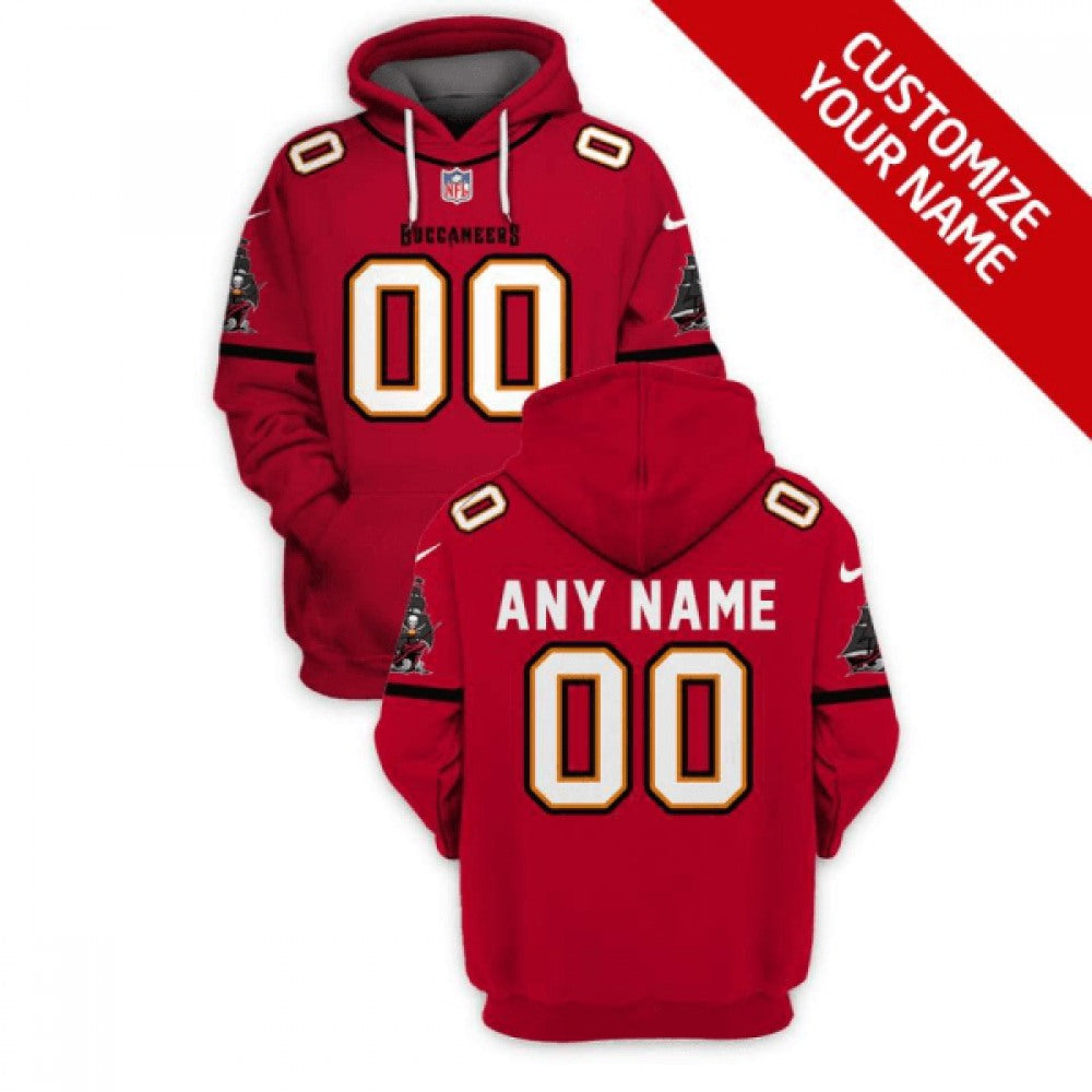 Men's Tampa Bay Buccaneers Active Player Custom 2021 Red Pullover Hoodie 