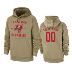 Men's Tampa Bay Buccaneers Customized Tan 2019 Salute to Service Sideline Therma Pullover Hoodie 