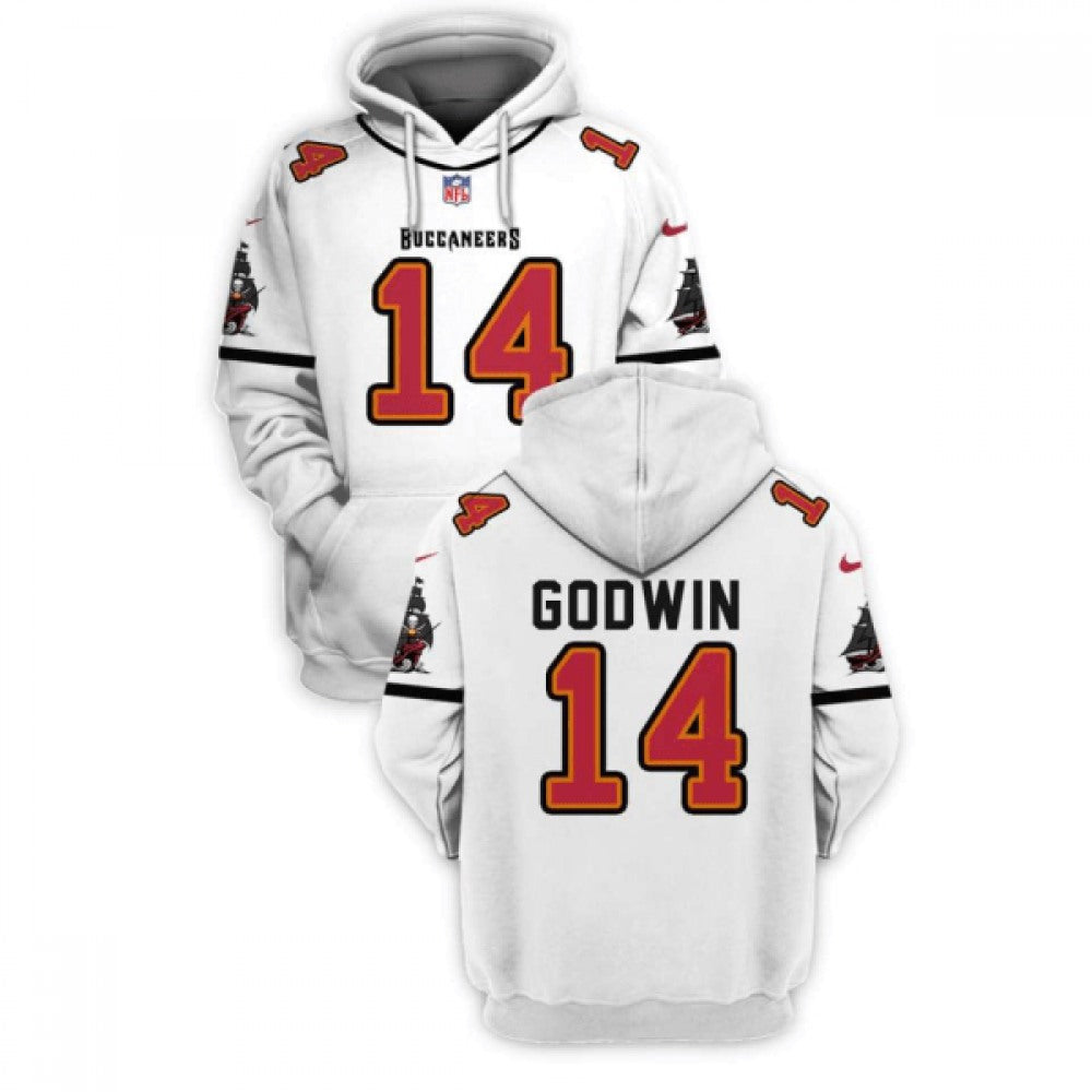 Men's Tampa Bay Buccaneers #14 Chris Godwin 2021 White Pullover Hoodie 