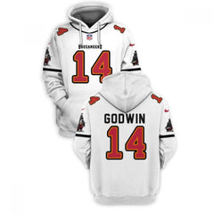 Men's Tampa Bay Buccaneers #14 Chris Godwin 2021 White Pullover Hoodie 